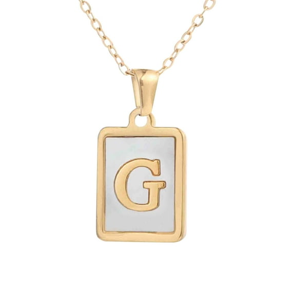 Guodhu Initial Necklaces for Women Non Tarnish,Gold Plated Dainty Square Letter Pendant Charm Necklace Waterproof A-Z Trendy Thin Chain Name Personalized Jewelry Gifts
