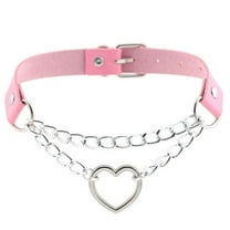 Guodhu Leather Choker Collar Necklace, Heart Shape Gothic Punk Rock Choker Necklace Collars