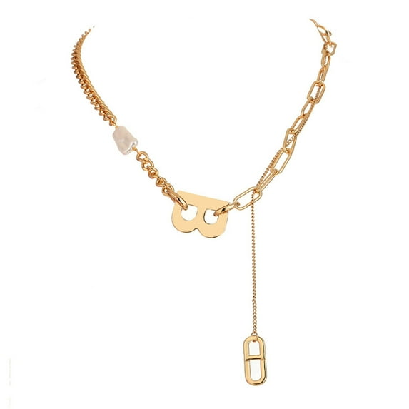 Guodhu Letters B Necklace Women Fashion Hiphop Gold Pendant Necklace Choker Thick Chain