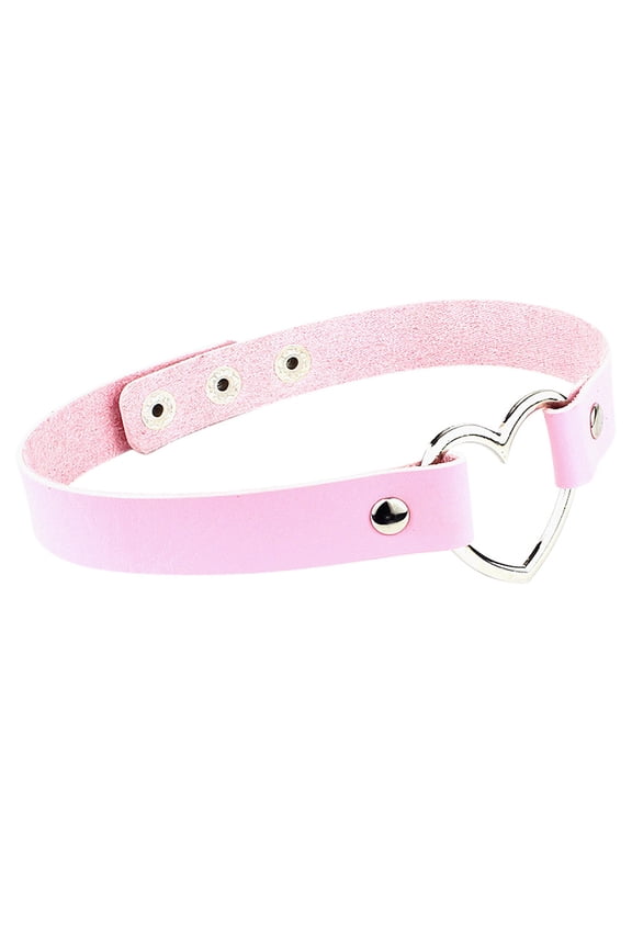 Love Heart Adjustable Leather Choker Punk PU Necklace Goth Choker Soft Collar Chain Necklace Jewelry for Party Decorationsfor Women Men