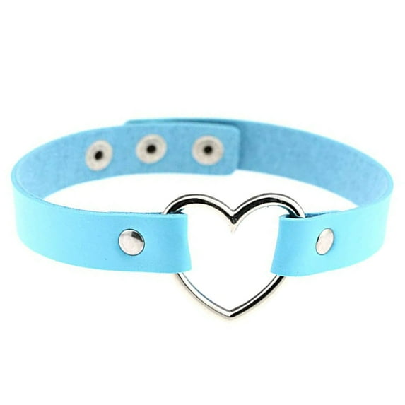 Guodhu Love Heart Adjustable Leather Choker Punk PU Necklace Goth Choker Soft Collar Chain Necklace Jewelry for Party Cosplay Decorationsfor Women Men