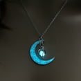 thumbnail image 1 of Guodhu Luminous Crescent Moon and Orb Necklace Glow in The Dark Silver Plated - Glowing Charm Jewelry- Magical Fantasy Fairy Glowing Necklace, 1 of 2