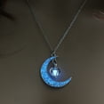 thumbnail image 1 of Guodhu Luminous Crescent Moon and Orb Necklace Glow in The Dark Silver Plated - Glowing Charm Jewelry- Magical Fantasy Fairy Glowing Necklace, 1 of 2
