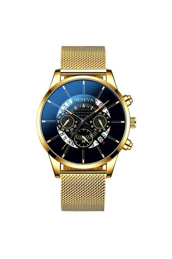 Luxurious Mens Fashion Casual Watches Auto Date Watches Men Nice Work Quartz Watches with Stainless Steel Mesh Strap Great Gifts for Men Dad Friendship