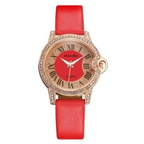 Guodhu Luxury Crystal Dial with Roman Numerals Women's Quartz Wrist Watches,Leather Strap Band Casual Dress Watch Anniversary for Women