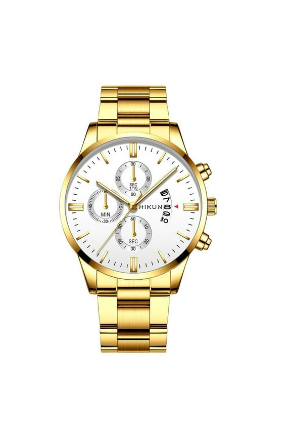 Luxury Fashion Mens Watches Casual Dress Quartz Wrist Watches for Men Gold Stainless Steel Band Watch Dainty Birthday Fathers Day Gifts