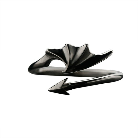 Guodhu Matching Couples Rings for Woman Man Angel Devil Wings Dragon Arrow Open Rings Friendship Rings Black White Couple Rings for Her and Him Good Friend