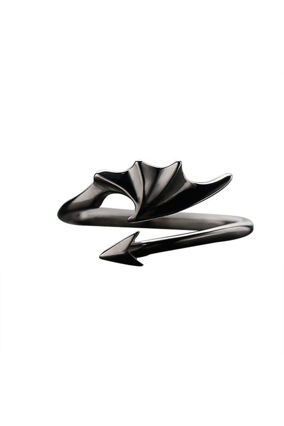Matching Couples Rings for Woman Man Angel Devil Wings Dragon Arrow Open Rings Friendship Rings Black White Couple Rings for Her and Him Good Friend