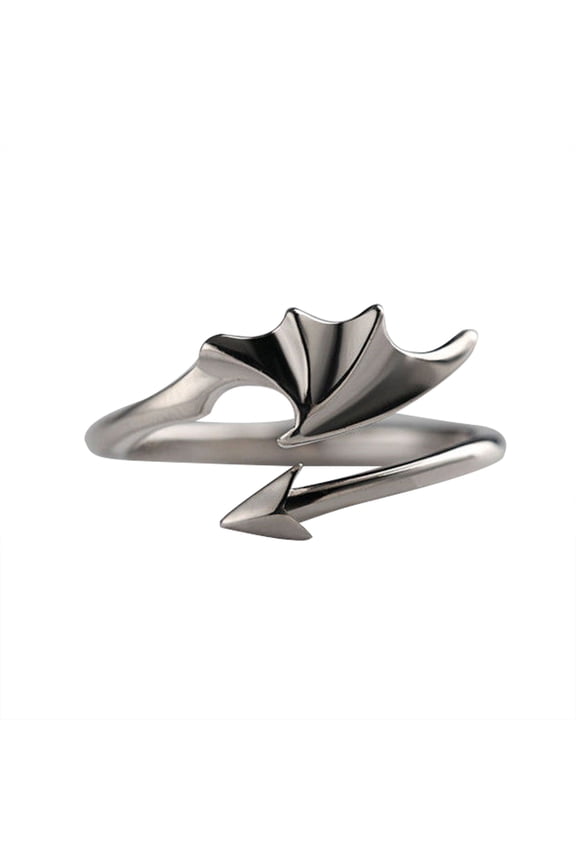 Matching Couples Rings for Woman Man Angel Devil Wings Dragon Arrow Open Rings Friendship Rings Black White Couple Rings for Her and Him Good Friend