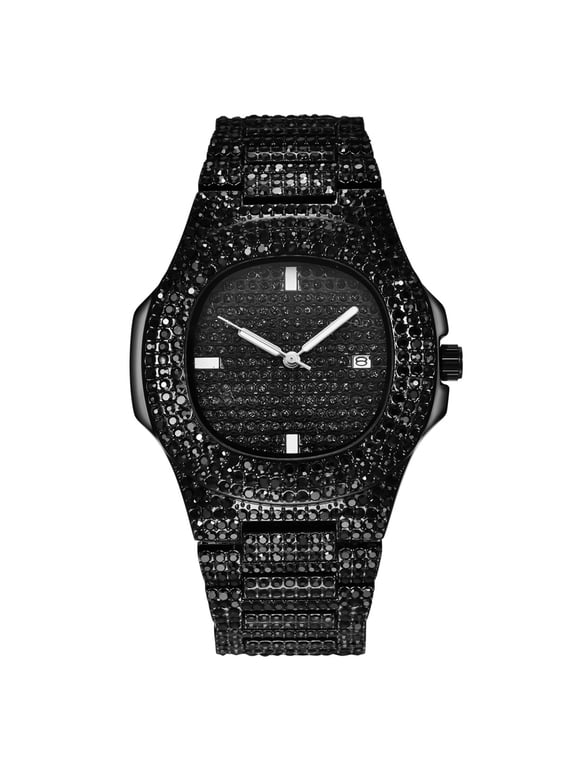 Men's Luxury Crystal Cubic Zirconia Wrist Watch Elegant Stainless Steel Quartz Dress Watches for Men an Excellent Option for Anniversary Gifts Special Birthday Gifts for Him