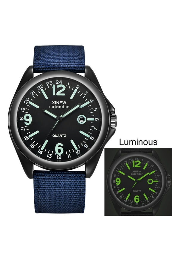 Men's Wrist Watches - Unisex Army Sport Luminous Wristwatch Nylon Strap Waterproof Date Watch Ideal Fathers Day Gifts or Memorable Birthday Present