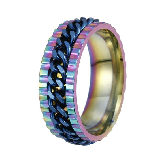Guodhu Mens Fidget Rings Anxiety Rings for Men &Womens Stainless Steel Chain Spinner Rings Cool Wedding Band Titanium Steel Rings