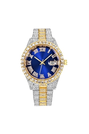 Mens Iced-Out Crystal Diamond Watch Fashion Rhinestone Quartz Analog Bracelet Wrist Watches Exquisite Birthday Anniversary and Valentine's Day Gifts