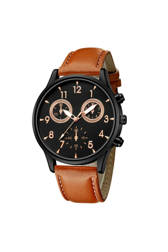 Mens Large Dial Watch with Arabic Numerals Modern Classic Watches for Men Three Small Circle Decoration Men's Business Watch