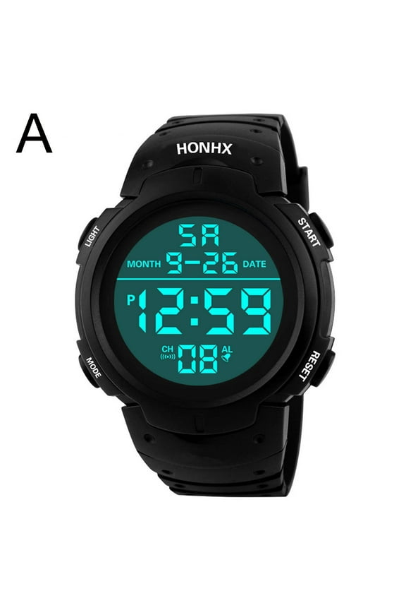 Mens Large Face Military Watches Casual Luminous LED Screen Stopwatch Alarm Simple Digital Sports Watch