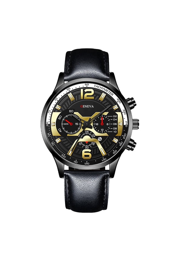 Mens Quartz Analog Watches Chronograph Date Display Waterproof Sports Luminous Watch Leather Strap Dress Wrist Watches Gifts for Men