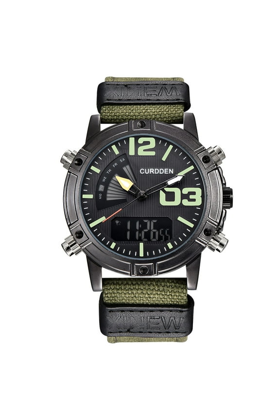 Mens Quartz Casual Watch Outdoor Sports Waterproof Military Watch Date Multi Function Tactics LED Face Alarm Stopwatch Business Dress Watches for Men