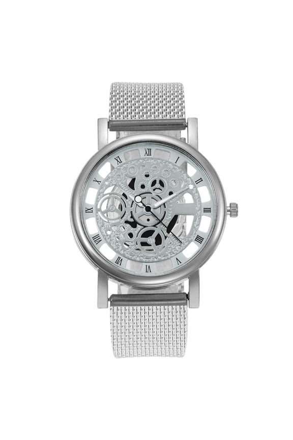 Mens Watches Gold/Silver Mechanical Stainless Steel Skeleton Steampunk Quartz Watch Business Men's Wrist Watch,Dainty Birthday Gifts for Men