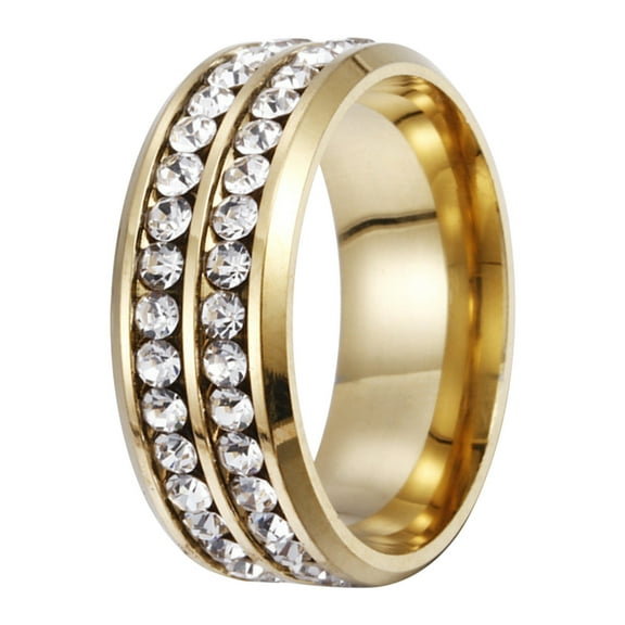 Guodhu Mens Womens Ring High Polished Gold Plated Cubic Zirconia CZ Promise Ring Engagement Band Unisex Wedding Ring Comfort Fit