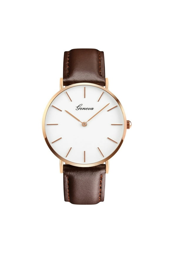 Mens & Womens Simple Quartz Watches with Leather Band Classic Business Casual Analog Dress Watches for Women