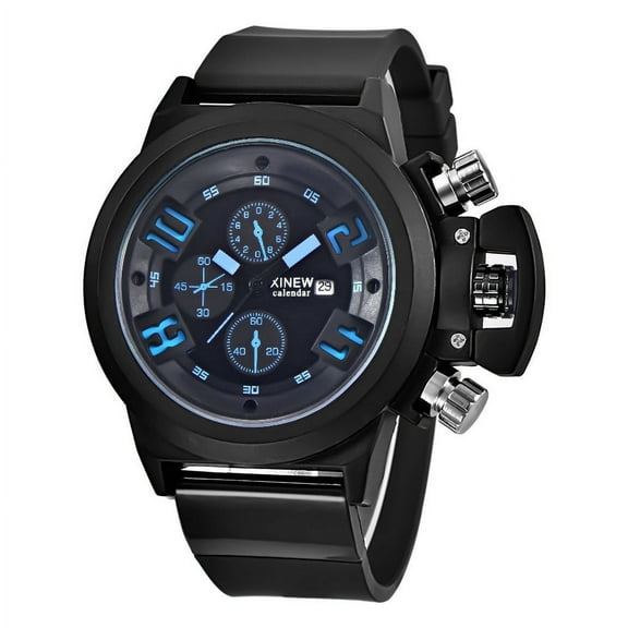 Guodhu Mens Wrist Watch, Fashion Silicone Sport Date Chronograph Analog Quartz Business Wrist Watches Dainty Gifts for Men Teen