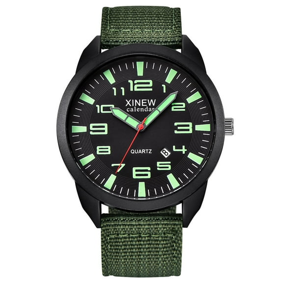 Guodhu Mens &mens Military Sport Outdoor Watch Nylon Strap Stylish Luminous Analog Quartz Watches for Men Casual Wrist Watch with Calendar Display Gifts for Men