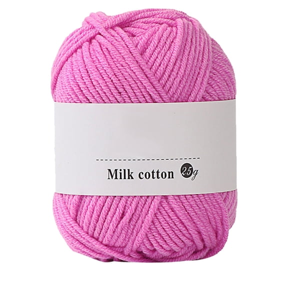 Guodhu Milk Soft Cotton Crochet Yarn, 4 Strands Hand Knitting Wool for Amigurumi, 25g Skein for Beginner Knitters, DIY Craft Weaving Yarn for Sweaters Scarves Hats(Pink Colour)
