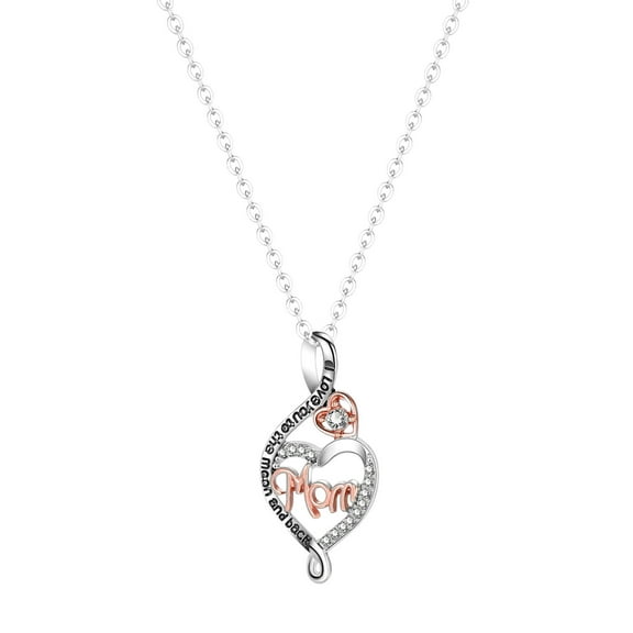 Guodhu Mothers Day Gifts for Women, Silver Plated Mom Grandma Necklace, Engraved I Love You to The Moon and Back Pendant Necklace Birthday Jewelry Gifts for Mom Grandma from Daughter Son