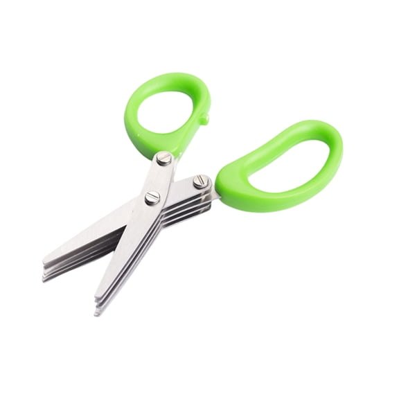 Guodhu Multi-Functional Stainless Steel 5-Layer Onion Scissors Herb Cutter Kitchen Shears for Chopping Vegetables, Fruits, and Garnishes, Mixed Material(Green)