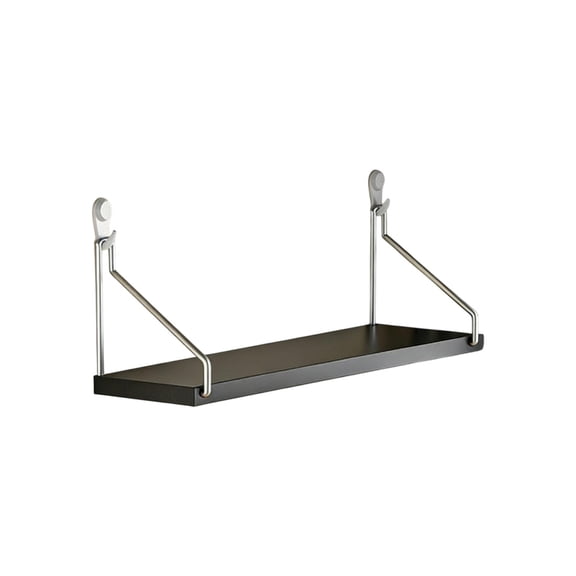 Guodhu No-Drill Wall Mounted Shelf 16x6 Inch, Wood Floating Shelf for Bedroom Living Room, Adhesive Mount Bookshelf for Router Projector, Damage-Free Installation(Black)