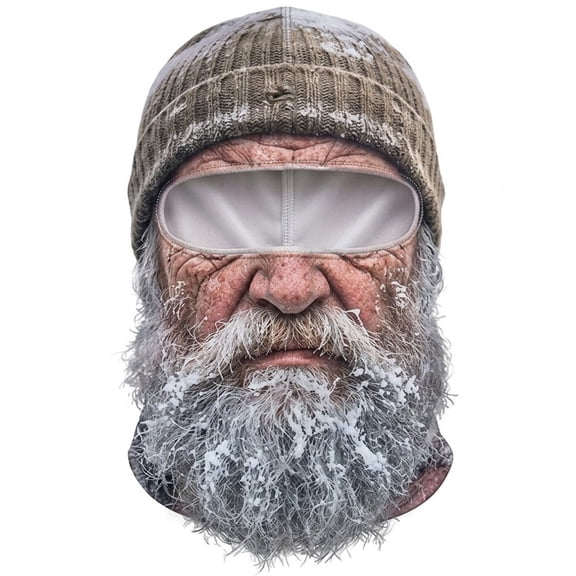 Guodhu Old Man Face Ski Mask, Realistic Print Balaclava, Funny Full Face Head and Neck Cover for Skiing Snowboarding Cycling and Winter Outdoor Parties, Pattern A 1 Piece(Black A)