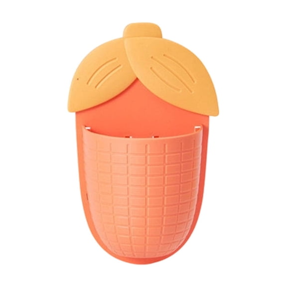 Guodhu Orange Corn Shaped Wall Shelf No Drilling, Adhesive Storage Organizer for Kitchen Bathroom, Whimsical Novelty Rustproof Shelf for Spice Jars Toiletries Small Items(Orange O)