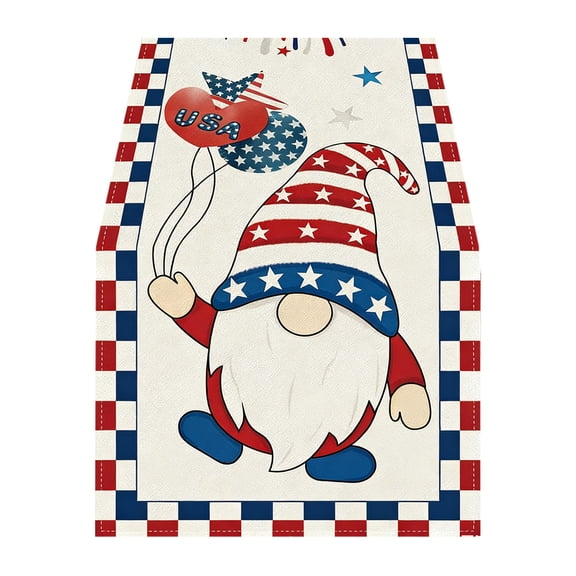 Guodhu Patriotic Table Runner for 4th of July, Independence Day Holiday Tablecloth Decor for Kitchen Dining Room, Washable Polyester Fabric with Star Pattern for Party(Bluea)
