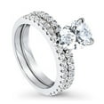 thumbnail image 1 of Guodhu Pear Shaped Cubic Zirconia Wedding Ring Sets for Women Teardrop Engagement Rings Silver Plated Stackable Rings for Women, 1 of 7