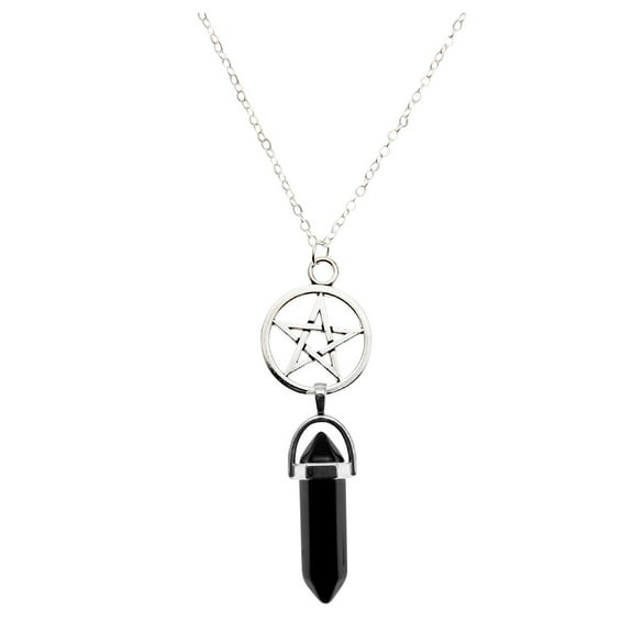 Guodhu Pentagram Necklace Crystal Birthstone Chakra Pendant Necklaces for Women Choker Necklace Gothic Jewelry Y2K Goth Accessories