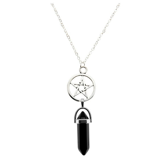 Guodhu Pentagram Necklace Crystal Birthstone Chakra Pendant Necklaces for Women Choker Necklace Gothic Jewelry Y2K Goth Accessories