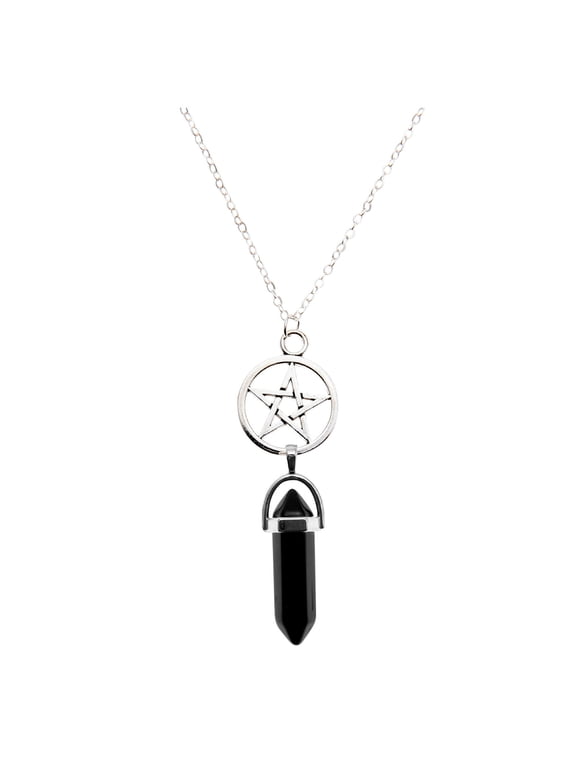 Pentagram Necklace Crystal Birthstone Chakra Pendant Necklaces for Women Choker Necklace Gothic Jewelry Y2K Goth Accessories