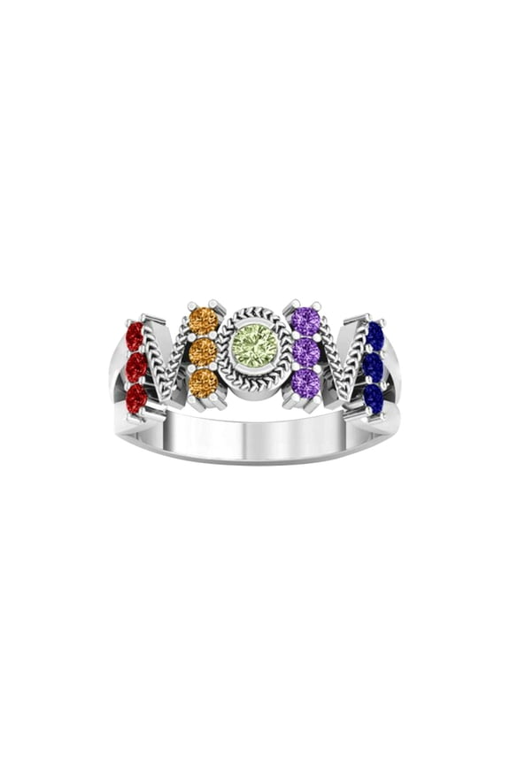Personalized Mothers Day Jewelry Gifts,Simulated Birthstone Rings for Women Infinity Band Mom Gifts