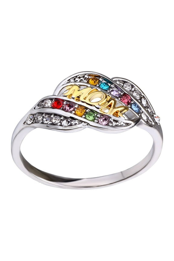 Personalized Mothers Rings with Simulated Birthstones Mother's Day Rings Gift for Women Mom Grandma