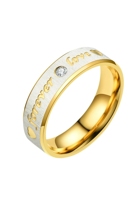 Personalized Ring for Couple His and Her Groom Bride Golden Stainless Steel Matching Anniversary Wedding Engagement Couple Ring Valentine Day Gift 6MM