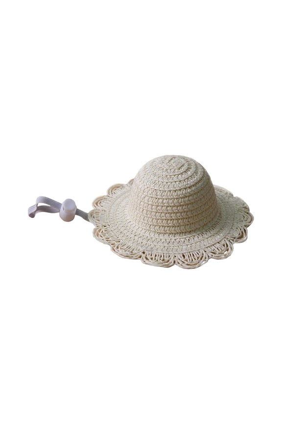 Pet Mini Sun Hat for Cats Dogs, Adjustable Straw Beach Cap, Cute Summer Sun Protection Accessory, Lightweight Breathable Wide Brim Hat for Small Pets Photo Prop(B X)