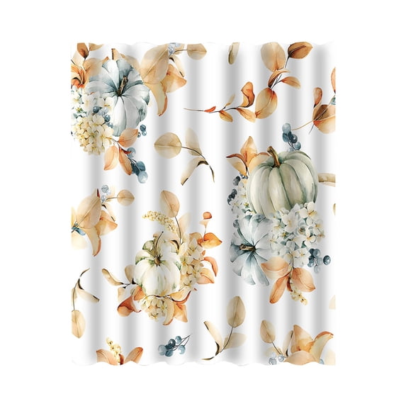 Guodhu Pumpkin Maple Leaf Bathing Curtain, Autumn Themed Waterproof Shower Curtain with Hooks, Bathroom Partition Door Curtain(home)