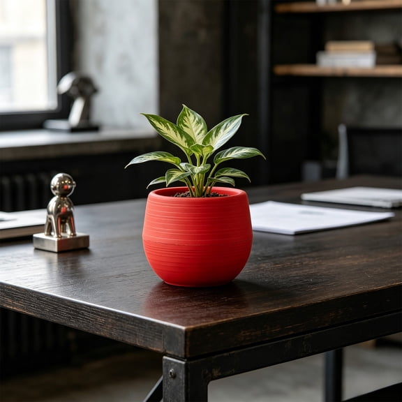 Guodhu Resin Succulent Planter Pots Small Red Plant Pots for Indoor Outdoor Plants Cactus Container with Modern Design(Red)