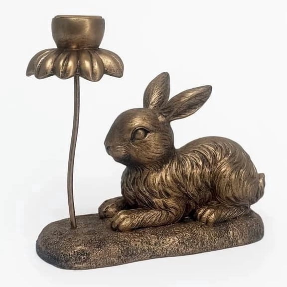 Guodhu Resin Vintage Candlestick, Reclining Figure with Flowers, Antique Finish Decorative Candle Holder for Mantel Shelf Centerpiece Tabletop(Red)