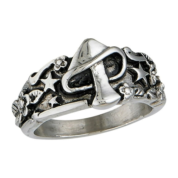 Guodhu Retro Vintage Mushroom Star Stainless Steel Gothic Biker Ring for Women Men Teen Gifts for Birthday Valentine's Day Holiday