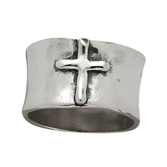 Guodhu Retro Vintage Silver Wide Band Rings for Women/Men Cross Thumb Finger Ring for Women