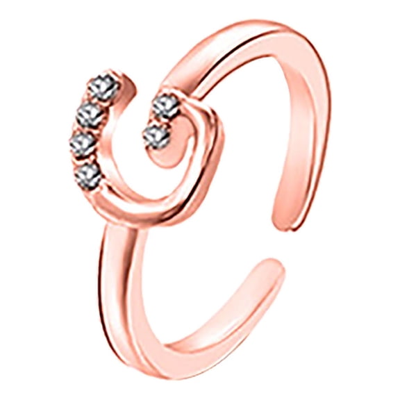 Guodhu Rose Gold Initial Rings for Women Teen Adjustable Capital Letter Rings Stackable Thumb Pinky Rings for Mothers Daughter Birthday Bridesmaid Gifts Jewelry