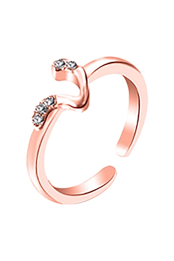 Rose Gold Initial Rings for Women Teen Adjustable Capital Letter Rings Stackable Thumb Pinky Rings for Mothers Daughter Birthday Bridesmaid Gifts Jewelry