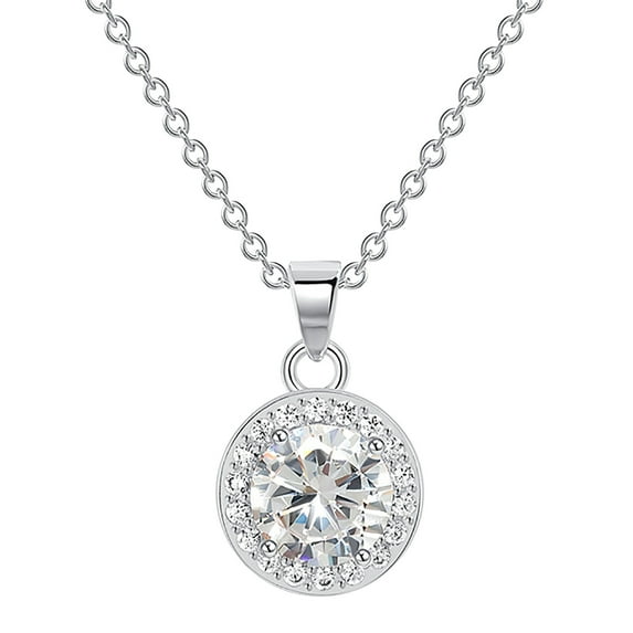 Guodhu Rose Gold Pendant Necklace | Halo Silver Necklaces with Round Cut Cubic Zirconia, Fashion Necklaces For Women, Hypoallergenic Jewelry Necklaces for Women