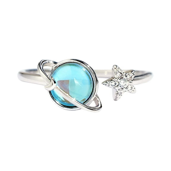 Guodhu Rotatable Planet Ring for Women Teen Anxiety Relief Spinner Fidget Rings Adjustable Rings Encouragement Gifts for Women Teen Cubic Zirconia Promise Band Ring